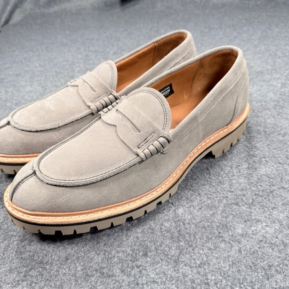 Allen Edmonds Freeport Weatherproof Suede Penny Loafers Grey Lug Sole 11.5 D